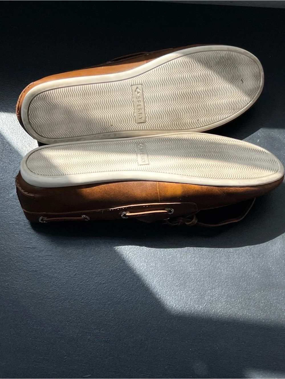 Sperry Tan Leather Lace-Up Boat Shoes - Picture 3 of 6